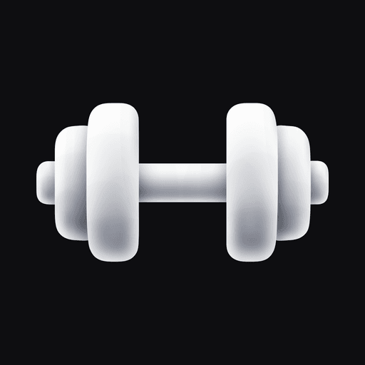 The Logr app icon: a silver dumbbell on black.